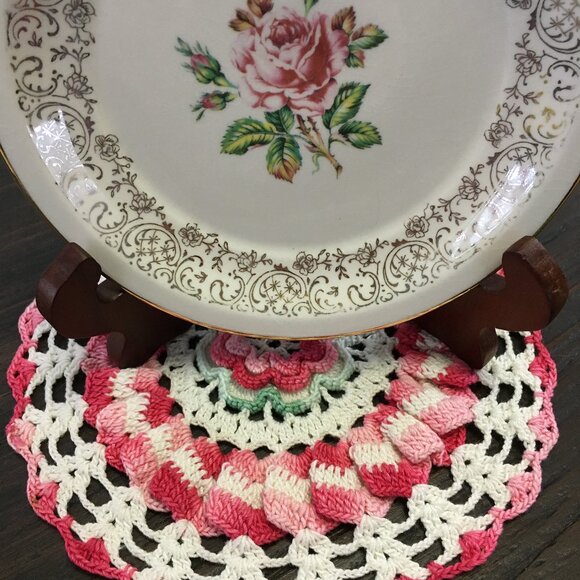 Seven Vintage Cornish Rose 22KT Gold Georgian Fine China Dessert Plates - Picture 13 of 16